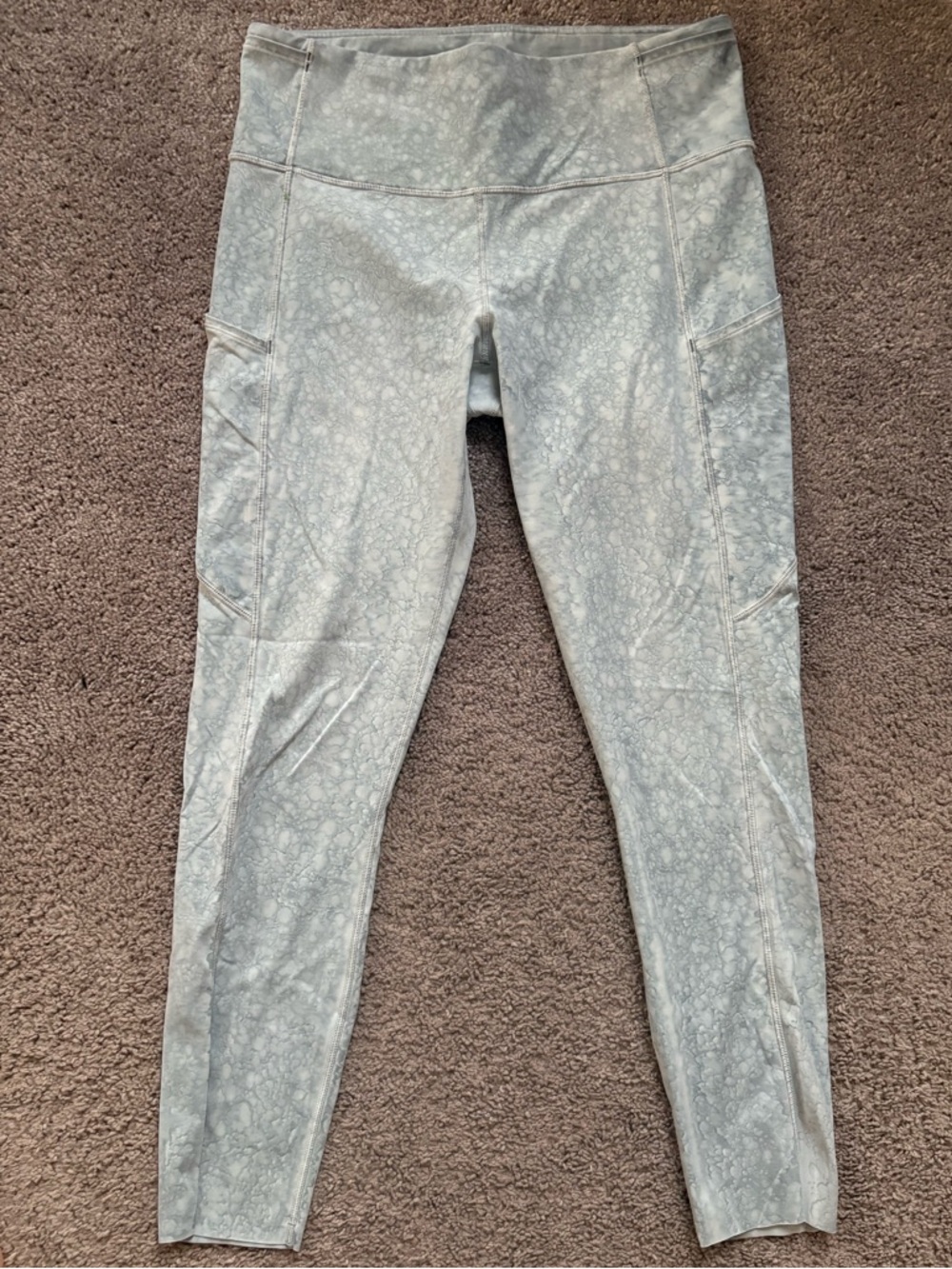 Lululemon Athletica Light Gray Marble-Print Leggings